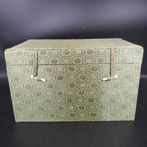 Vintage Chinese Silk Brocade Box Green Blue Red Lined Storage Chest